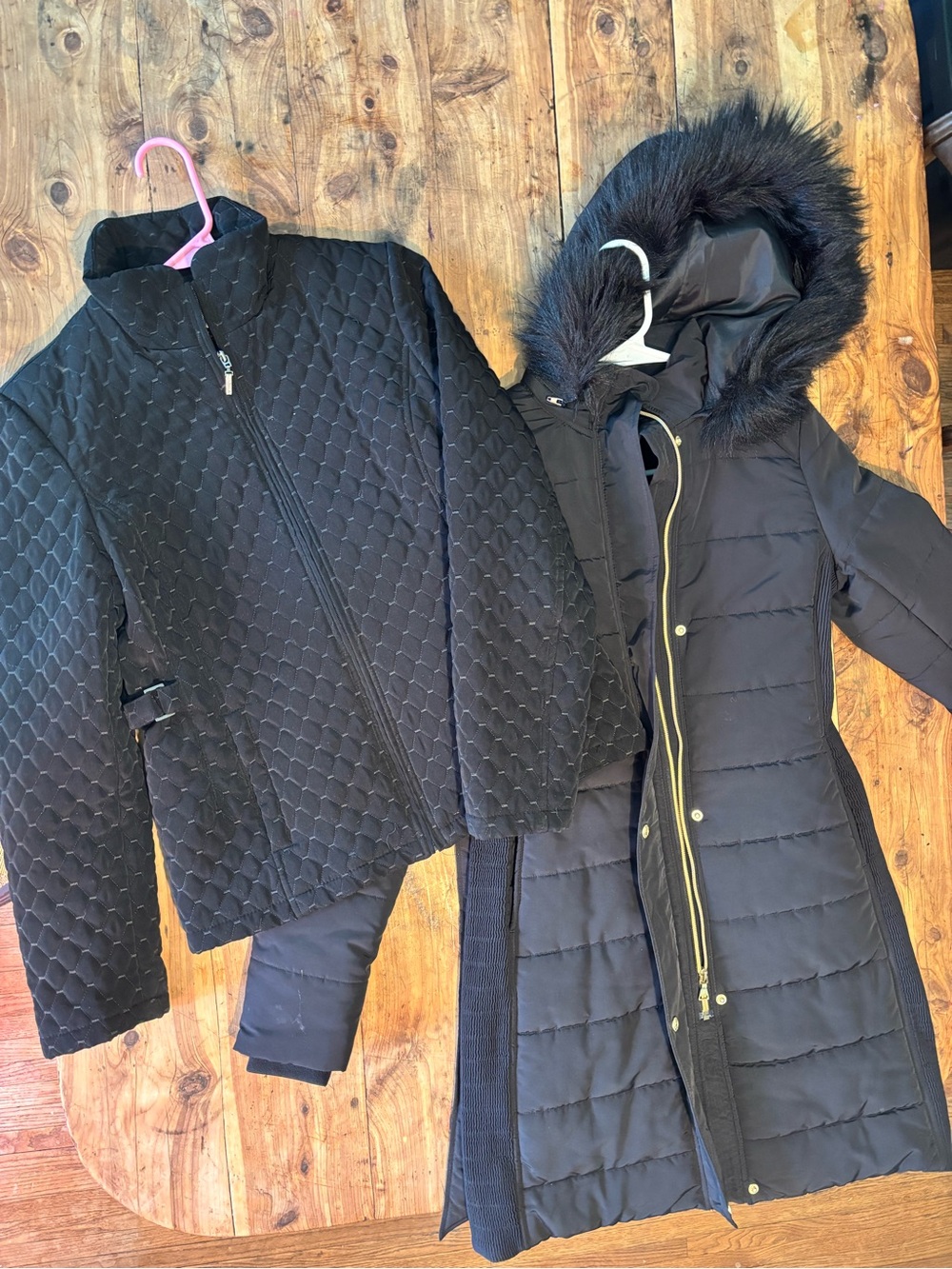 St. John's Bay Black Quilted Jacket, Express Puff with Fur